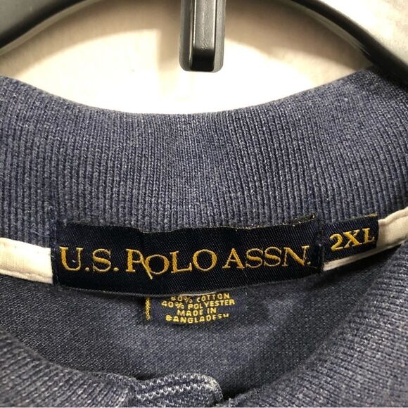 US Polo Assn Vintage Men's Navy Blue Polo Short Sleeve Shirt Embroidered size 2X - Picture 5 of 9